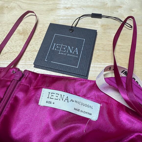 Mac Duggal NWT Strappy One Shoulder A Line Gown Chiffon Magenta Pink Size 4 - Picture 5 of 9